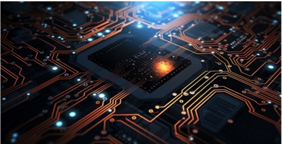 Close-up of circuitry in an electronic product